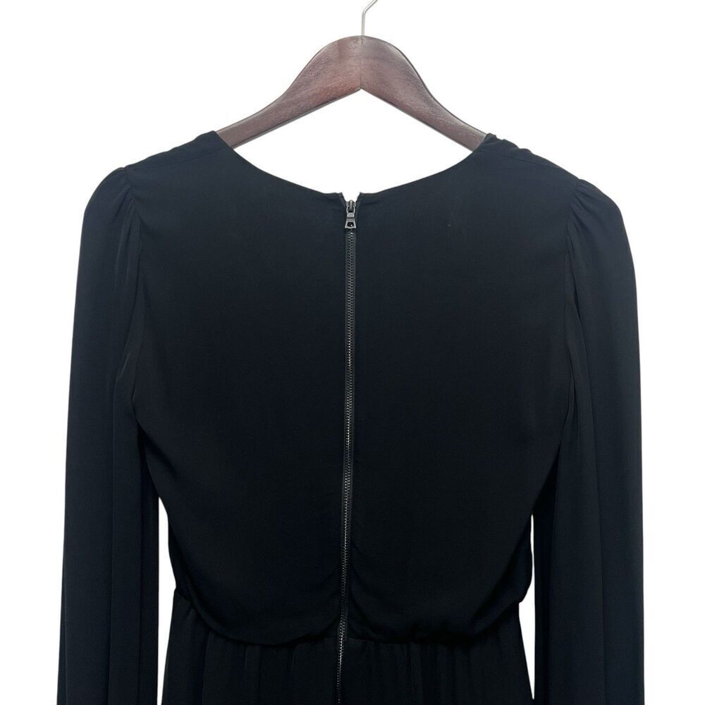 Alice + Olivia Sinclair Romper Surplice V-neck Long Sleeve Zip Black Women’s 0 - Picture 9 of 13